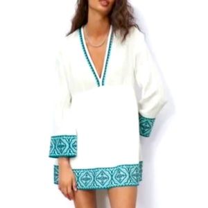 Zara beautifully embroidered dress. V neck and above the knee worn once!